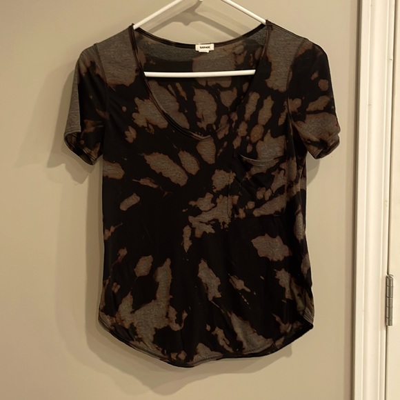 Garage small lightweight black tshirt custom bleach dyed
